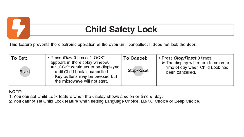 Child Safety Lock - Panasonic INVERTER NN-SD291 Operating Instructions Manual How to Unlock Your Panasonic Microwave: Steps and Tips